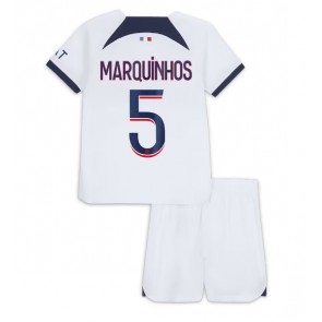 Paris Saint-Germain Marquinhos #5 Replica Away Stadium Kit for Kids 2023-24 Short Sleeve (+ pants)